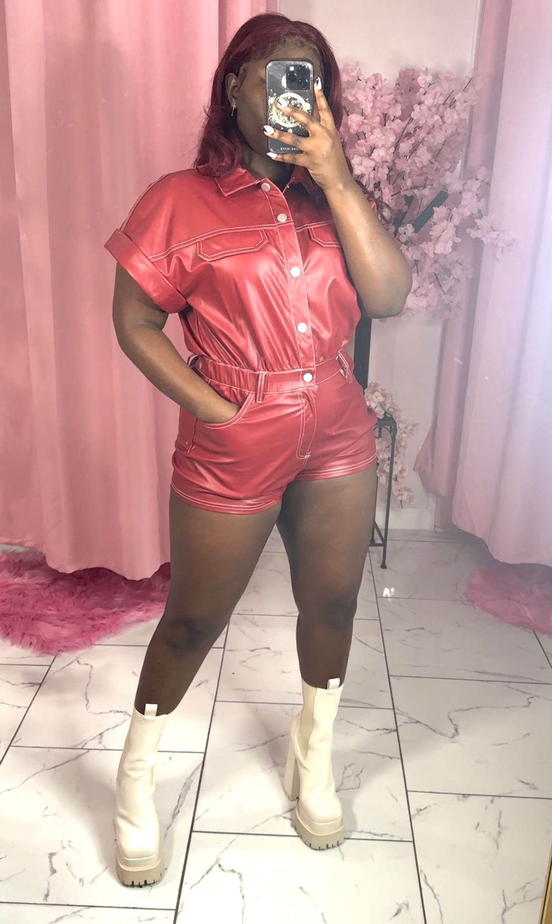 Ruby Leather Romper